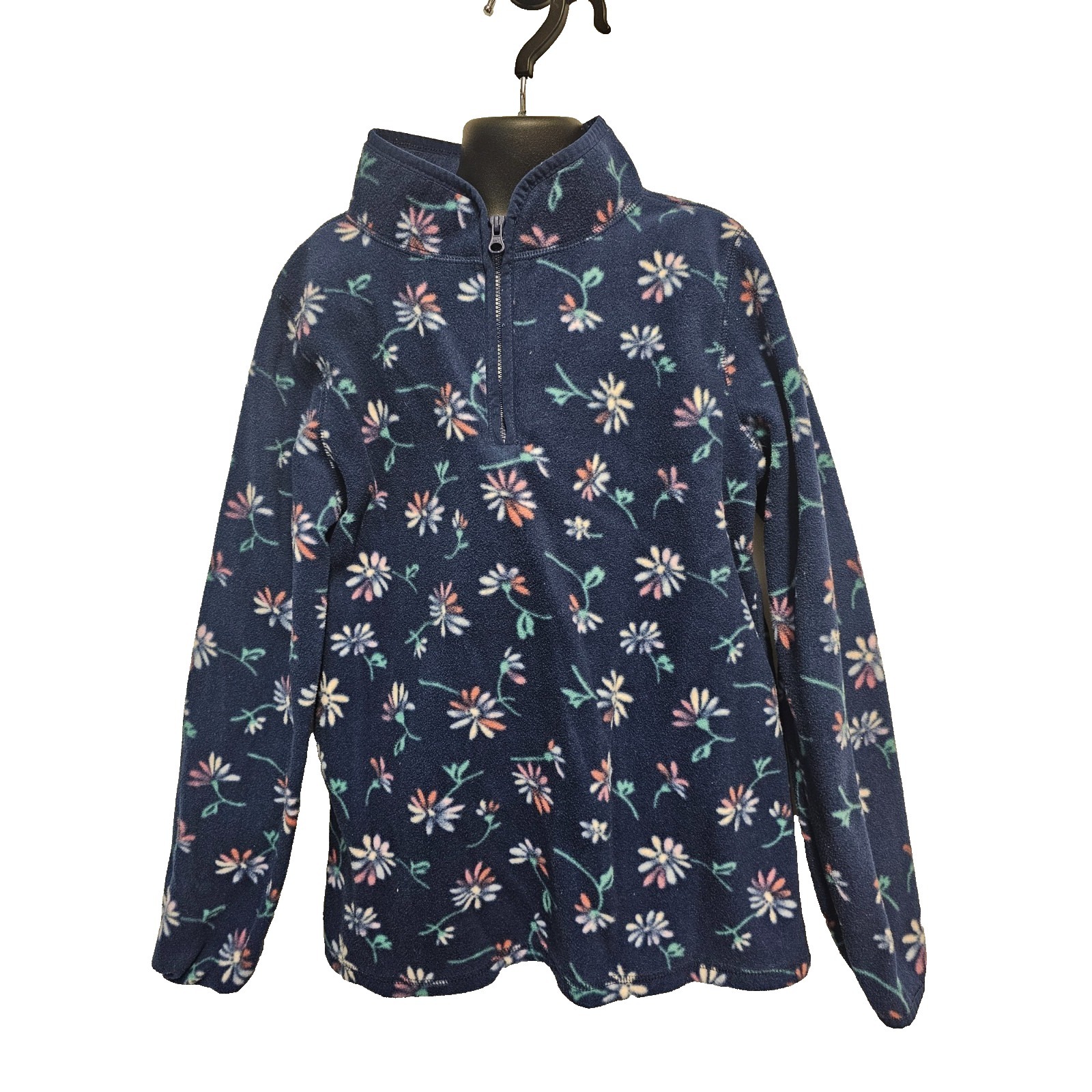 Osh Kosh B Gosh Fleece Jacket-Navy With Flowers-Girls Size 12